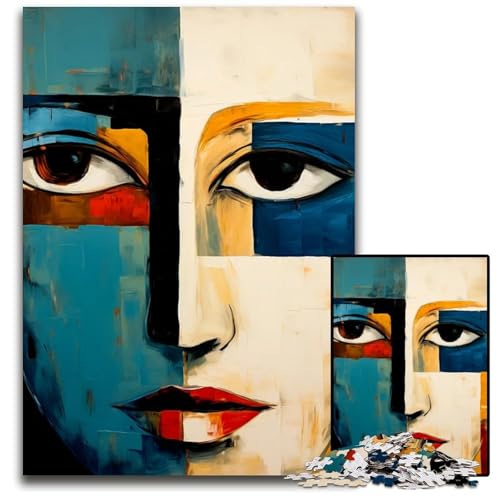 Abstraktes FrauengesichtPuzzle für Erwachsene 1000 Teile Holzpuzzle für Teenager Familienspaß DIYDenkspiel Geschenk 1000 Teile (75 x 50 cm) von mowenbingpeng