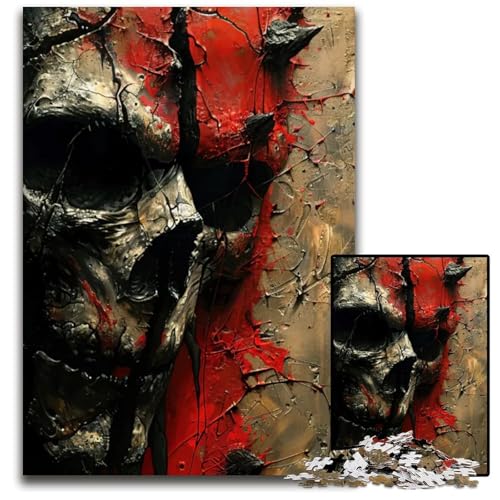 Abstraktes Totenkopfgemälde 1000teiliges Puzzle anspruchsvolles Denkspiel entspannendes Spielzeug für Teenager 1000 Teile (38 x 26 cm) von mowenbingpeng