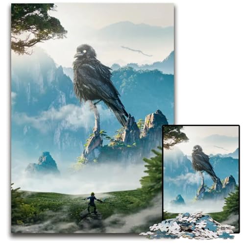 Ancient Crow 1000teiliges Puzzle aus Holz anspruchsvolles DIYDekorationsspiel interaktives Familienspielzeug 1000 Teile (75 x 50 cm) von mowenbingpeng
