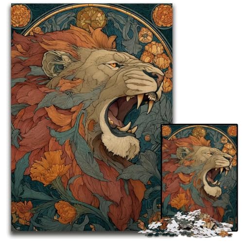 ArtDecoLöwenPuzzle für Erwachsene 1000 Teile unmögliche Puzzles für Erwachsene Weihnachten Halloween Ostern Neujahr 1000 Teile (38 x 26 cm) von mowenbingpeng