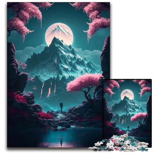 Asiatische KirschblütenKunstPuzzles für Erwachsene 1000 Teile unmögliche Puzzles für Erwachsene Weihnachten Halloween Ostern Neujahr 1000 Teile (75 x 50 cm) von mowenbingpeng