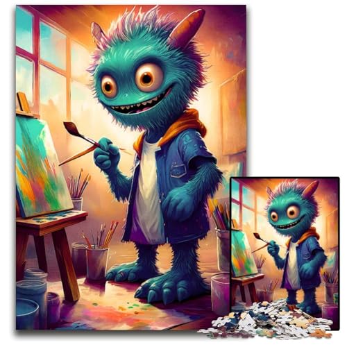 Blue Monster Artistb 1000teiliges Puzzle Puzzles für Erwachsene GehirnHerausforderung Teenager Heimdekoration 1000 PCS (38 x 26 cm) von mowenbingpeng