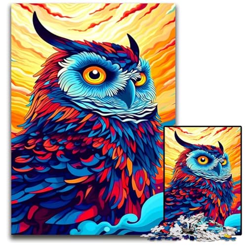 Bunte Eule 1000teiliges Puzzle Geschenke Puzzles für Erwachsene Geschenk für Männer und Frauen täglicher besonderer Anlass 1000 Teile (75 x 50 cm) von mowenbingpeng