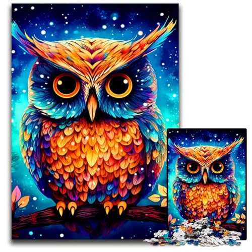 Bunte Eule 1000teiliges Puzzle für Erwachsene Holzpuzzle anspruchsvolle Denksportaufgabe Familienaktivität Heimdekoration 1000 Teile (75 x 50 cm) von mowenbingpeng