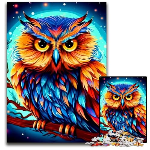 Bunte EulenPuzzles für Erwachsene 1000 Teile unmögliche Puzzles für Erwachsene Weihnachten Halloween Ostern Neujahr 1000 Teile (75 x 50 cm) von mowenbingpeng