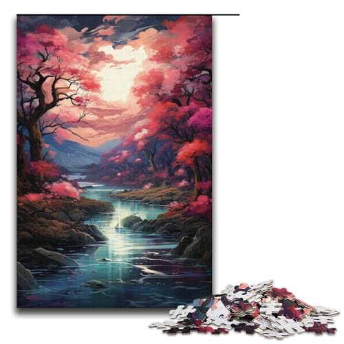 Bunter Kirschblütenbaum 1000-teiliges Puzzle für Erwachsene Puzzle als Geschenk geeignet für Teenager ab 14 Jahren 1000 Teile (38 x 26 cm) von mowenbingpeng