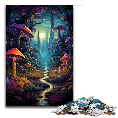 Bunter Psychedelischer Pilzwald 1000-teiliges Puzzle für Erwachsene Puzzle als Geschenk geeignet für Teenager ab 14 Jahren 1000 Teile (75 x 50 cm) von mowenbingpeng