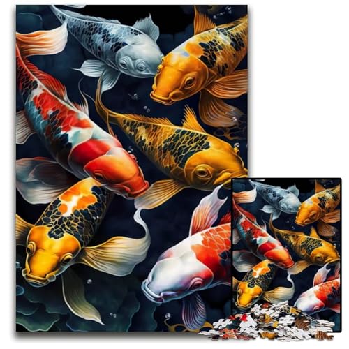 Buntes KoiAquarellPuzzle mit 1000 Teilen Puzzle für Erwachsene GehirnHerausforderung Teenager Heimdekoration 1000 Teile (38 x 26 cm) von mowenbingpeng