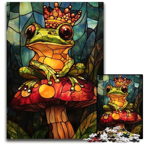 BuntglasFroschkönig 1000teiliges Puzzle Geschenke anspruchsvolle Puzzles interaktives Familienspiel GehirnHerausforderung Lernspielzeug 1000 Teile (75 x 50 cm) von mowenbingpeng
