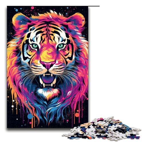 Color Tiger Doodle 1000-teiliges Puzzle für Erwachsene Puzzle als Geschenk geeignet für Teenager ab 14 Jahren 1000 Teile (75 x 50 cm) von mowenbingpeng