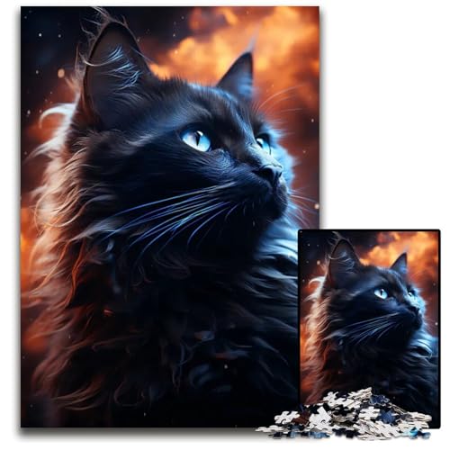 Cooles Puzzle mit schwarzer Katze 1000 Teile für Erwachsene unmögliches Puzzle für Erwachsene Heimdekoration Denkspiel für Teenager Familieninteraktion 1000 Teile (75 x 50 cm) von mowenbingpeng