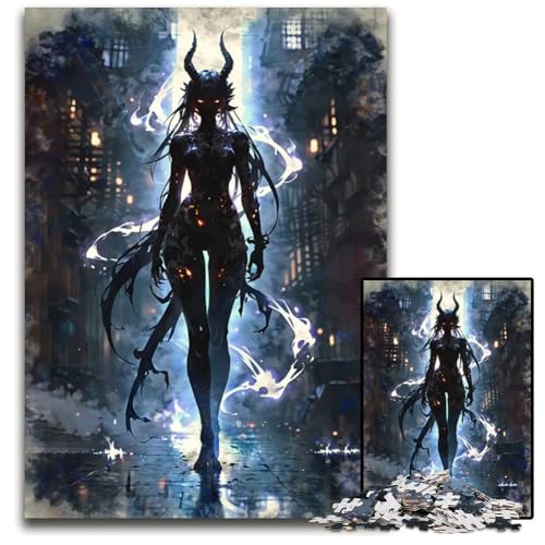 Dämonenmädchen in der Stadt Puzzle 1000 Teile für Erwachsene Puzzles für Erwachsene ideal für Teenager Sammler Reisegeschenk Familienaktivität 1000 PCS (75 x 50 cm) von mowenbingpeng