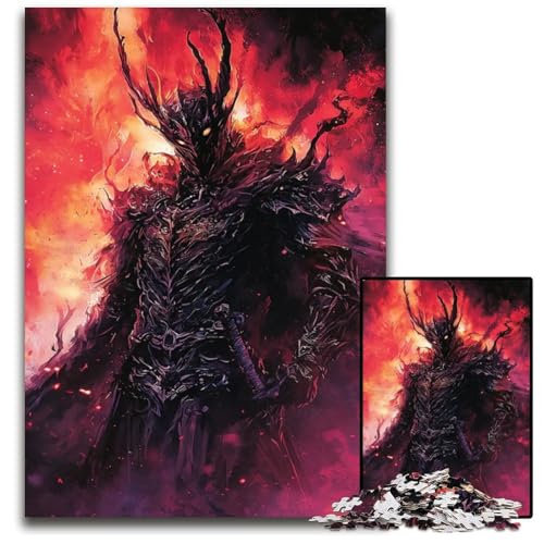 Dark Knight In Flames Puzzle 1000 Teile für Erwachsene Puzzles für Erwachsene ideal für Teenager Sammler Reisegeschenk Familienaktivität 1000 PCS (75 x 50 cm) von mowenbingpeng