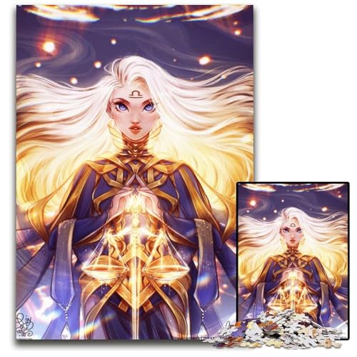 Das WaageKriegerPuzzle 1000 Teile für Erwachsene Holzpuzzle Weihnachten Halloween Ostern Neujahr 1000 Teile (75 x 50 cm) von mowenbingpeng