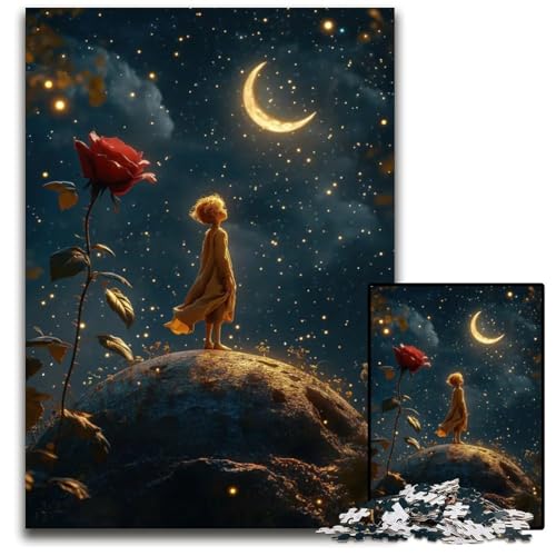 Der kleine Prinz unter den Sternen Puzzle 1000 Teile für Erwachsene Unmögliches Puzzle für Erwachsene Familie und Freunde geeignet für Kinder ab 14 Jahren 1000 Teile (75x50 cm) von mowenbingpeng
