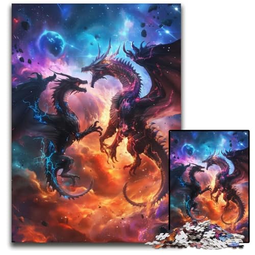 Drachen Feuer und EisschlachtPuzzle für Erwachsene 1000teiliges unmögliches Puzzle für Erwachsene DIYKunstwerk 1000 Teile (75 x 50 cm) von mowenbingpeng