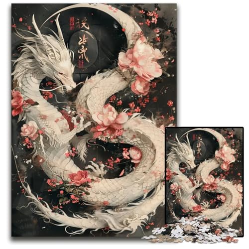Dragon Sakura Japanisches Puzzle für Erwachsene 1000 Teile Holzpuzzle für Teenager Familienspaß DIYDenkspiel Geschenk 1000 Teile (75 x 50 cm) von mowenbingpeng