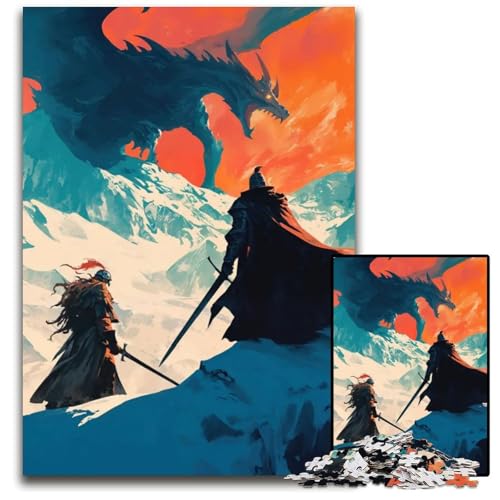 Dragons Challenge 1000teiliges Puzzle für Erwachsene Unmögliches Puzzle für Erwachsene Perfekt für Teenager Heimdekoration 1000 Teile (75 x 50 cm) von mowenbingpeng