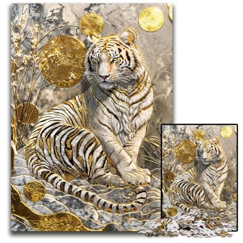 Elegantes Tiger MajestybPuzzle mit 1000 Teilen für Erwachsene anspruchsvolle Puzzles Geschenk für Männer und Frauen für den täglichen und besonderen Anlass 1000 Teile (75 x 50 cm) von mowenbingpeng