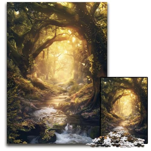 Fantasy Magical Forest Art 1000teiliges Puzzle Anspruchsvolles Denkspiel Entspannendes Spielzeug für Teenager 1000 Teile (38 x 26 cm) von mowenbingpeng