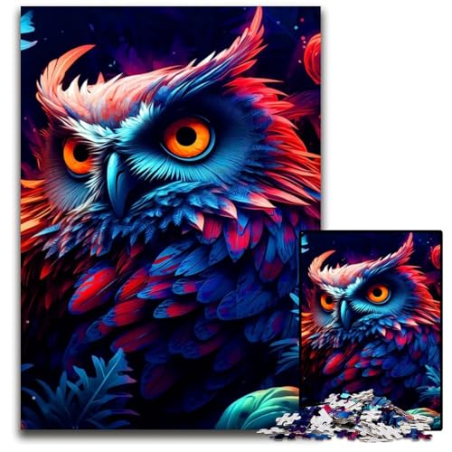 FantasyEulenPuzzle 1000 Teile für Erwachsene Holzpuzzle Familienspielabend Spaß DIY dekoratives Kunstwerk 1000 Teile (75 x 50 cm) von mowenbingpeng