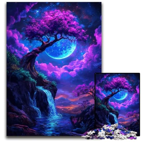 FantasyWasserfallLandschaftsPuzzle für Erwachsene 1000 Teile unmögliches Puzzle für Erwachsene Weihnachten Halloween Ostern Neujahr 1000 Teile (38 x 26 cm) von mowenbingpeng