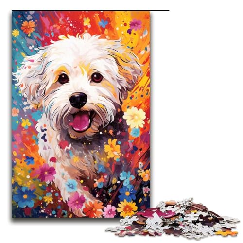 Farbenfrohes psychedelisches Gemälde eines Bichon Frise 1000-teiliges Puzzle für Erwachsene Puzzle als Geschenk geeignet für Teenager ab 14 Jahren 1000 Teile (75 x 50 cm) von mowenbingpeng