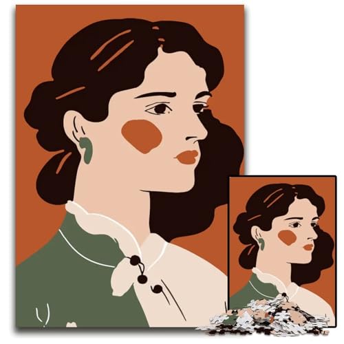 FrauenMalpuzzle für Erwachsene 1000teiliges Holzpuzzle Denksportspiel für Teenager 1000 Teile (75 x 50 cm) von mowenbingpeng