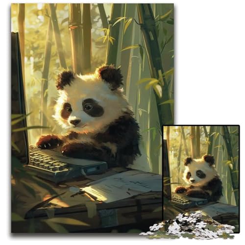 Gaming Panda 1000teiliges Puzzle Holzpuzzle herausforderndes DIYDekorationsspiel interaktives Familienspielzeug 1000 Teile (75 x 50 cm) von mowenbingpeng