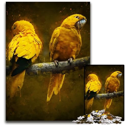 Gelber Papagei 1000teiliges Puzzle aus Holz für Erwachsene für Teenager und Familien perfekte DIYDekoration und knifflige Herausforderung 1000 Teile (38 x 26 cm) von mowenbingpeng