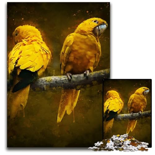 Gelber Papagei 1000teiliges Puzzle für Erwachsene Holzpuzzle perfekt für Familienspaß Partyspiele Geburtstagspartygeschenke 1000 Teile (75 x 50 cm) von mowenbingpeng