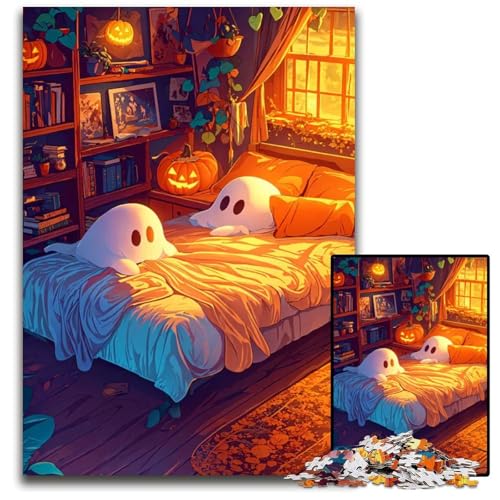 Gemütliches HalloweenSchlafzimmerPuzzle mit 1000 Teilen Anspruchsvolles Denkspiel entspannendes Spielzeug für Teenager 1000 Teile (38 x 26 cm) von mowenbingpeng