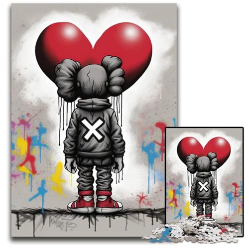 GraffitiStraßenkunstPuzzle mit 1000 Teilen für Erwachsene Holzpuzzle anspruchsvolle Denksportaufgabe Familienaktivität Heimdekoration 1000 Teile (75 x 50 cm) von mowenbingpeng