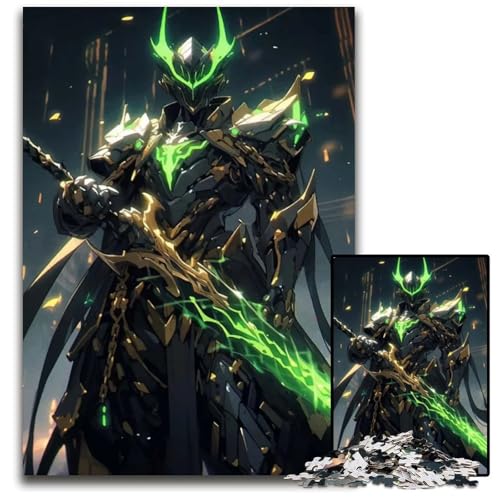 Grüne Ritterrüstung Puzzle 1000 Teile für Erwachsene Unmögliches Puzzle für Erwachsene Heimdekoration Denkspiel für Teenager Familieninteraktion 1000 Teile (38 x 26 cm) von mowenbingpeng