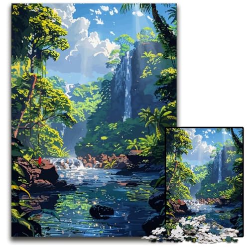 HawaiiWaldPixelArtPuzzle mit 1000 Teilen anspruchsvolles Denkspiel entspannendes Spielzeug für Teenager 1000 Teile (38 x 26 cm) von mowenbingpeng