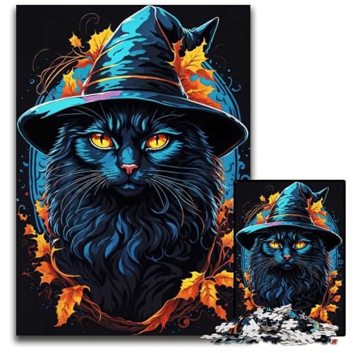 Hexen und KatzenPuzzle für Erwachsene 1000 Teile Holzpuzzle Denksportspiel für Teenager 1000 Teile (75 x 50 cm) von mowenbingpeng