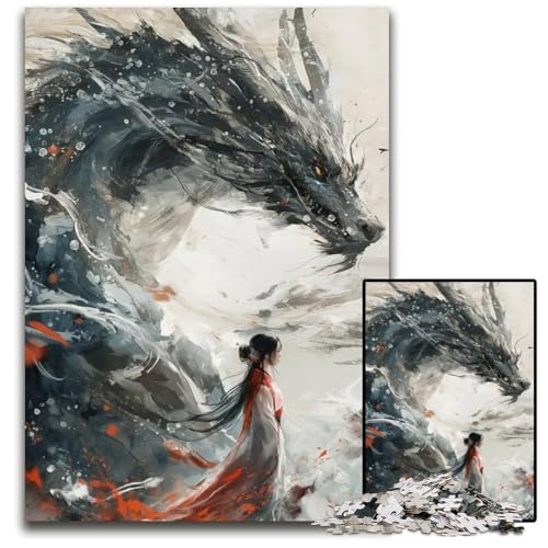 Japanische DrachenfrauPuzzles für Erwachsene 1000 Teile unmögliche Puzzles für Erwachsene DIYKunstwerk 1000 Teile (75 x 50 cm) von mowenbingpeng