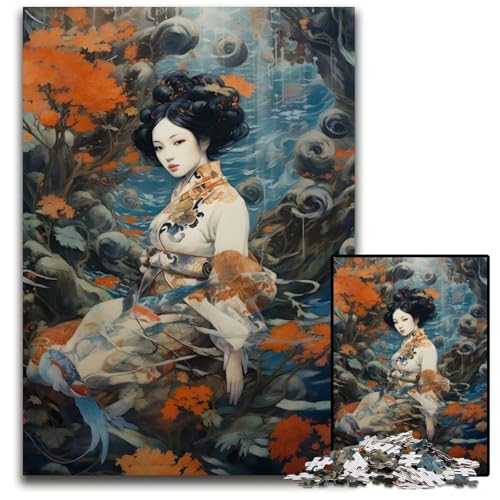 Japanische MädchenPuzzles 1000 Teile für Erwachsene Holzpuzzle Weihnachten Halloween Ostern Neujahr 1000 Teile (75 x 50 cm) von mowenbingpeng