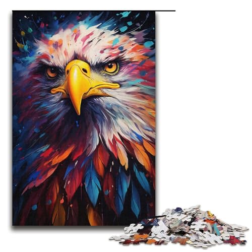 Jigsaw Puzzle 1000 Teile für Erwachsene und Kinder farbenfrohes psychedelisches Adler-Kunstpuzzle für Erwachsene Holzpuzzle 1000 Teile (38 x 26 cm) von mowenbingpeng