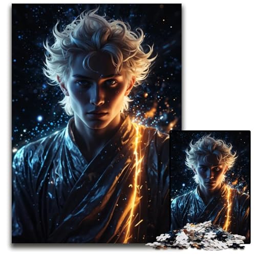 Junger Mann mit strahlender Energie 1000teiliges Puzzle Holzpuzzle für Erwachsene Geburtstagsgeschenkidee anspruchsvolles Denkspiel 1000 Teile (38 x 26 cm) von mowenbingpeng