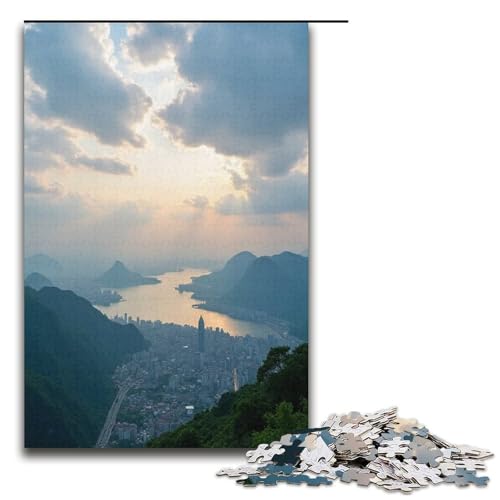 Kleine Kreisstadt 1000-teiliges Puzzle für Erwachsene Puzzle als Geschenk geeignet für Teenager ab 14 Jahren 1000 Teile (38 x 26 cm) von mowenbingpeng