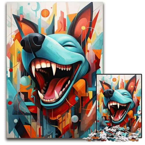 Lachender Hund 1000teiliges Puzzle Geschenke Puzzles für Erwachsene Geschenk für Männer und Frauen täglicher besonderer Anlass 1000 Teile (75 x 50 cm) von mowenbingpeng