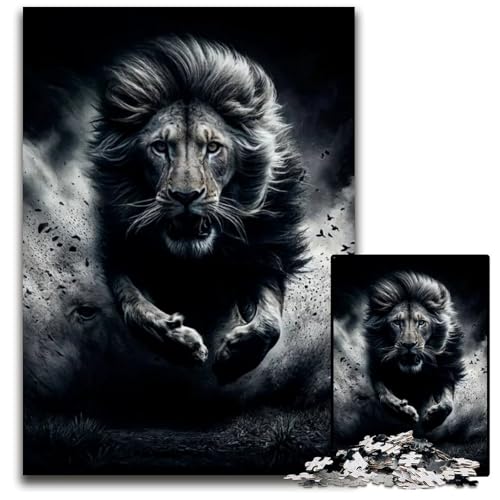 Löwe in Bewegung 1000teiliges Puzzle anspruchsvolles Denkspiel entspannendes Spielzeug für Teenager 1000 Teile (38 x 26 cm) von mowenbingpeng