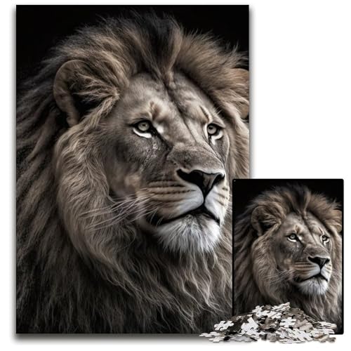 LöwenSafariKunstPuzzle 1000 Teile für Erwachsene Holzpuzzle Familienspielabend Spaß DIY dekoratives Kunstwerk 1000 Teile (75 x 50 cm) von mowenbingpeng