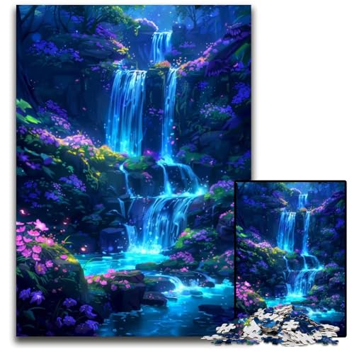 Magischer Wald bei Nacht Puzzle 1000 Teile für Erwachsene Holzpuzzle Weihnachten Halloween Ostern Neujahr 1000 Teile (75 x 50 cm) von mowenbingpeng