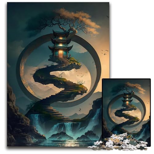 Magisches Haus und TreppenPuzzle 1000 Teile für Erwachsene Holzpuzzle für Teenager ideales Geburtstags 1000 Teile (75 x 50 cm) von mowenbingpeng