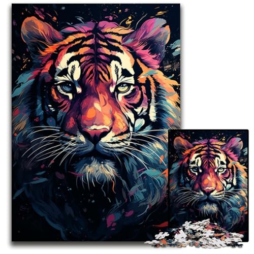 Majestätisches TigerMalereiPuzzle 1000 Teile Holzpuzzle für Erwachsene Geburtstagsgeschenkidee anspruchsvolles Denkspiel 1000 Teile (38 x 26 cm) von mowenbingpeng