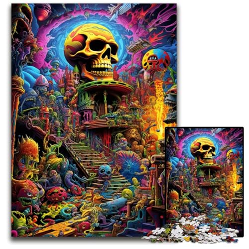 Monster World 1000teiliges Puzzle Holzpuzzle für Erwachsene DIYHeimdekoration Geschenk Denksportspiel 1000 Teile (38 x 26 cm) von mowenbingpeng