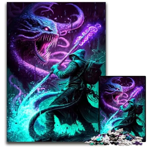 MonsterPuzzle für Erwachsene 1000teiliges Holzpuzzle perfekt für Geburtstags Weihnachts und HalloweenGeschenke 1000 Teile (75 x 50 cm) von mowenbingpeng