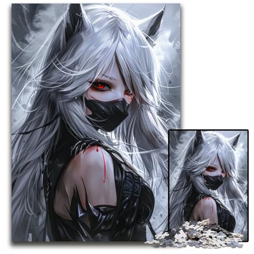 Mystic Wolf Guardian Puzzle 1000 Teile für Erwachsene Papierpuzzle Weihnachten Halloween Ostern Neujahr 1000 Teile (38 x 26 cm) von mowenbingpeng
